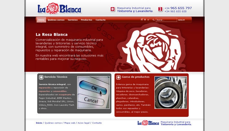 Creación web corporativa y de producto para La Rosa Blanca. Tintorerías y lavanderías.