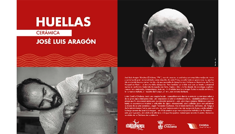 Diseño del material promocional de la exposición Huellas de José Luis Aragón.