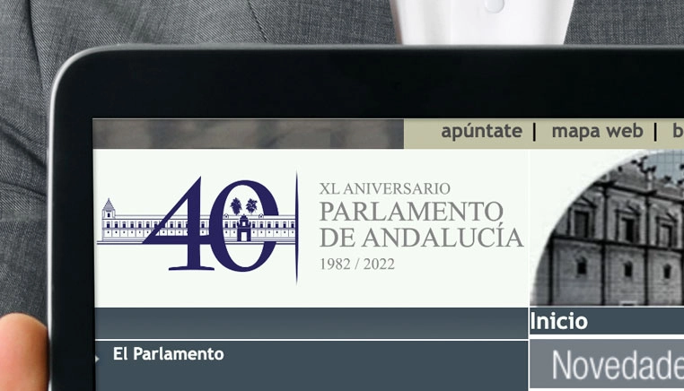 Diseño del logotipo de la conmemoración del 40º aniversario de la constitución del Parlamento de Andalucía por Grupo Camaleón Creativos.