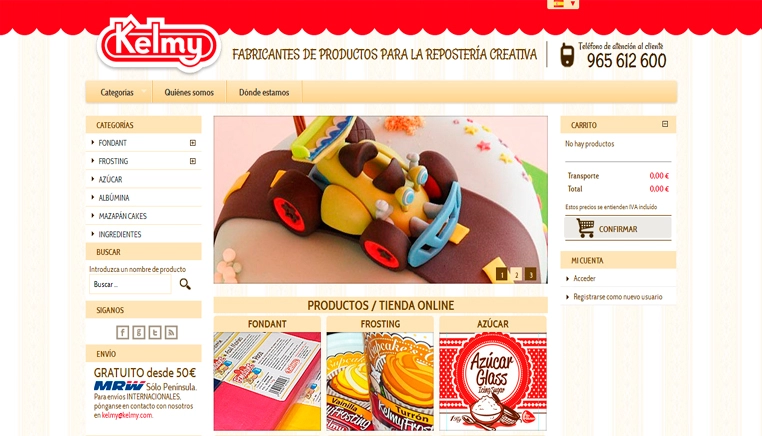 Rediseño de tienda online basada en PrestaShop para Productos Kelmy