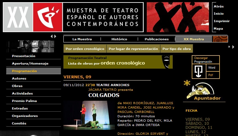 Diseño web para la Muestra de Teatro Español de Autores Contemporáneos