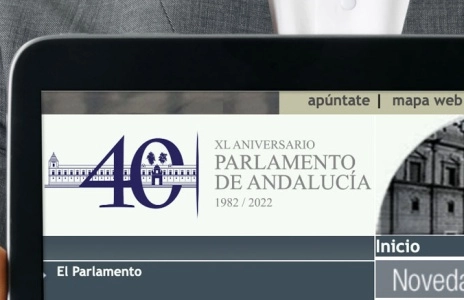 Diseño del logotipo de la conmemoración del 40º aniversario de la constitución del Parlamento de Andalucía por Grupo Camaleón Creativos.