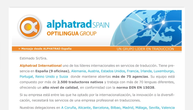 Campañas de e-mailing para Alphatrad