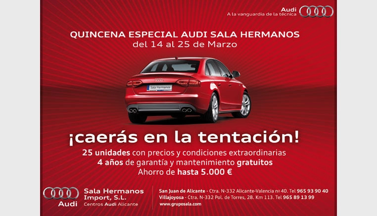 Campaña publicitaria Audi Tentación. Una propuesta desenfadada, que resalta las ventajas de la oferta.