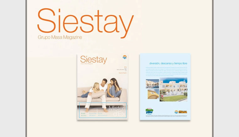 Diseño editorial revista Siestay para Grupo Masa. Información lúdica, actual y de interés.