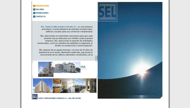 Diseño web para Promoción inmobiliaria para Suelo y Edificaciones Litorales.